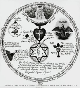 Símbolos de los Rosacruces, dibujo de un manuscrito del siglo XVIII, Francia de Unbekannt Unbekannt