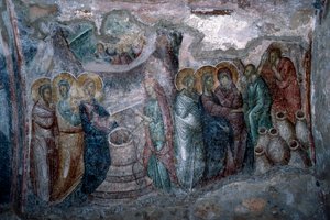 Las Bodas de Caná, fresco en la iglesia de Agia Sophia de Unbekannt Unbekannt