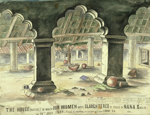 Casa en la que las mujeres fueron sacrificadas por orden de Nana Sahib de Lieutentant Charles Wade Crump