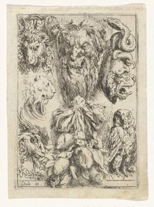 Cabezas de animales y un montón de frutas. Divertimenti di Livio Meus (título de la serie) de Lieven Mehus