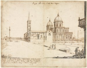 Dieciocho Vistas de Roma: La Basílica de Santa María la Mayor, 1664 de Lievin Cruyl