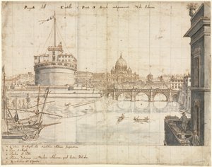 Dieciocho Vistas de Roma: El Castel SantAngelo, 1665 de Lievin Cruyl