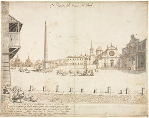 Dieciocho vistas de Roma: La Piazza del Popolo (recto)