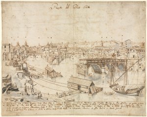 Dieciocho Vistas de Roma: El Ponte Rotto, 1665 de Lievin Cruyl