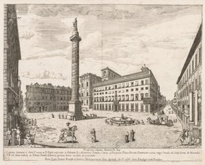 Piazza Colonna from "Prospectus Locurum Urbis Romae Insign[ium]" de Lievin Cruyl