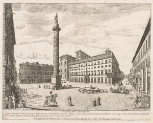 Piazza Colonna de Prospectus Locurum Urbis Romae Insignium, 1666 de Lievin Cruyl