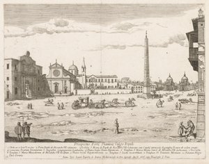 Piazza del Popolo de Prospectus Locurum Urbis Romae Insign[ium], 1666 de Lievin Cruyl