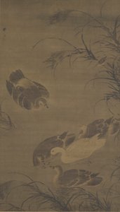 Gansos nadando, dinastía Ming, siglo XV de Lin Liang