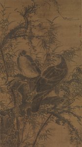 Dos halcones en un matorral, mediados del siglo XV de Lin Liang