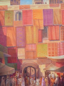 Muro de la ciudad con alfombras, Jaisalmer