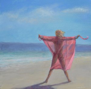 Sari rosa en la playa de Lincoln Seligman