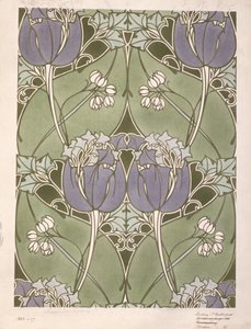 Diseño para un tejido floral, c.1905 (acuarela sobre papel) de Lindsay P. Butterfield