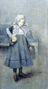 Chica con un Bonete Gris de Lino Selvatico