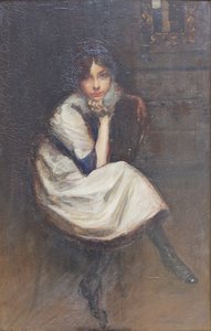 Retrato de una joven sentada de Lino Selvatico