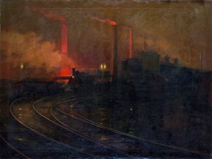 Las Acerías de Dowlais, Cardiff de Noche, 1893-1897 de Lionel Walden