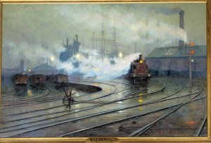 Vista de los muelles de Cardiff. Pintura de Lionel Walden (1861-1933) 1894 de Lionel Walden