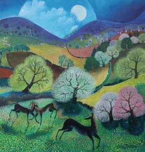 Caballo negro, 2024 (acrílicos sobre papel) de Lisa Graa Jensen