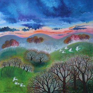 Atardecer de octubre, 2024 (acrílicos sobre lienzo) de Lisa Graa Jensen