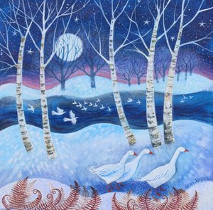 Vuelo nevado, 2024 (acrílicos sobre lino) de Lisa Graa Jensen
