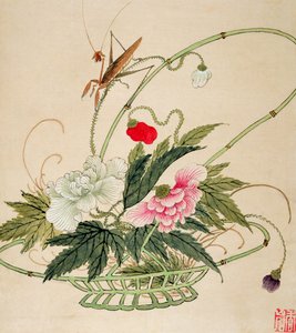 Una de una serie de pinturas de flores e insectos