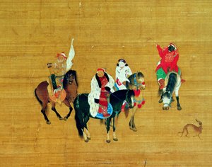 Kublai Khan (1214-94) cazando, dinastía Yuan (detalle) de Liu Kuan tao