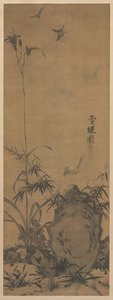 Lirio y mariposas, 1300s de Liu Shanshou