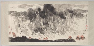 Pintar con los dedos un paisaje con barcos de Liu Zhongdong
