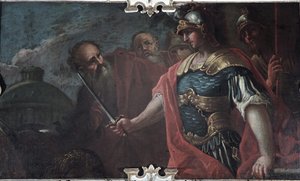 Alejandro Magno Cortando el Nudo Gordiano de Livio Retti