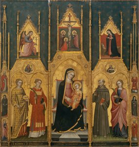 Retablo de la Virgen con los santos Águeda, Esteban, Francisco y un santo mártir de Lo Spagna