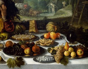 Mesa desplegable, detalle de Vanidad de riqueza de Lodewijk Toeput (hacia 1550-hacia 1605) de Lodewijk Toeput
