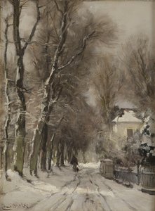 Un camino nevado en invierno (óleo sobre tabla) de Lodewijk Frederik Hendrik (1850 1936) Apol