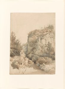 Valle vegetado con una roca alta y un arroyo de Lodewijk Johannes Kleijn