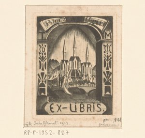 Ex libris de T. Mengelberg de Lodewijk Schelfhout (signed by artist)