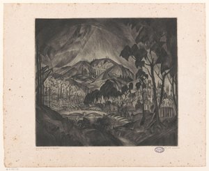 Paisaje montañoso con industria. Evolución (título original del objeto) de Lodewijk Schelfhout (signed by artist)