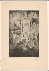 mujer desnuda, en, montañoso, paisaje Nue dans un paysage (título original del objeto) de Lodewijk Schelfhout (signed by artist)