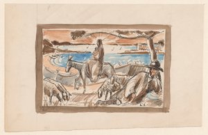Vuelo a Egipto de Lodewijk Schelfhout (signed by artist)