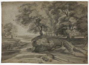 Paisaje fluvial con orillas arboladas de Lodewijk de Vadder