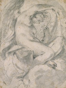 Una ninfa (Flora) entre nubes de Lodovico Carracci