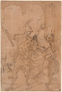 Alejandro y Thaïs incendiando Persépolis de Lodovico Carracci