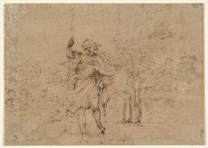 San Cristóbal (¿o San Roque?) en un paisaje de Lodovico Carracci