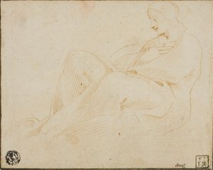 Mujer sentada con vestido en perfil de Lodovico Carracci