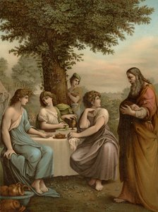 Abraham recibe a los ángeles de Lodovico after Carracci