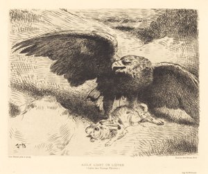 Águila cazando una liebre de Léon Bonnat
