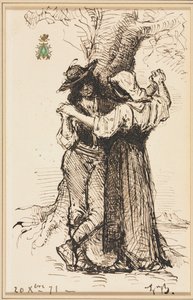 pareja cortejando por un árbol de Léon Bonnat