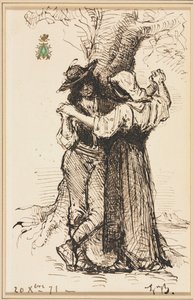 Pareja cortejando junto a un árbol, 1871 de Léon Bonnat