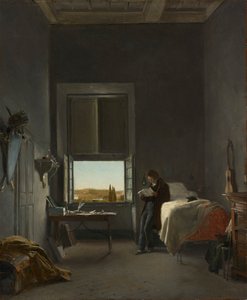 El artista en su habitación en la Villa Medici, Roma, 1817 de Léon Cogniet