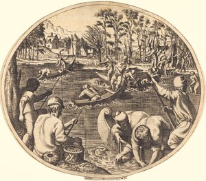 Escena de Pesca de Léon Davent after Francesco Primaticcio