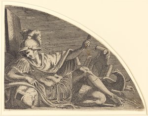 Marte Sentado en Trofeos de Léon Davent after Francesco Primaticcio