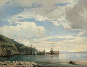 En la bahía de Nápoles, c. 1830 de Léon François Antoine Fleury