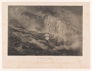 Vista del Puente del Diablo en el Paso de San Gotardo Le Pont du Diable, pasaje du St. Gothard (título sobre el objeto) de Léon Jean Baptiste Sabatier